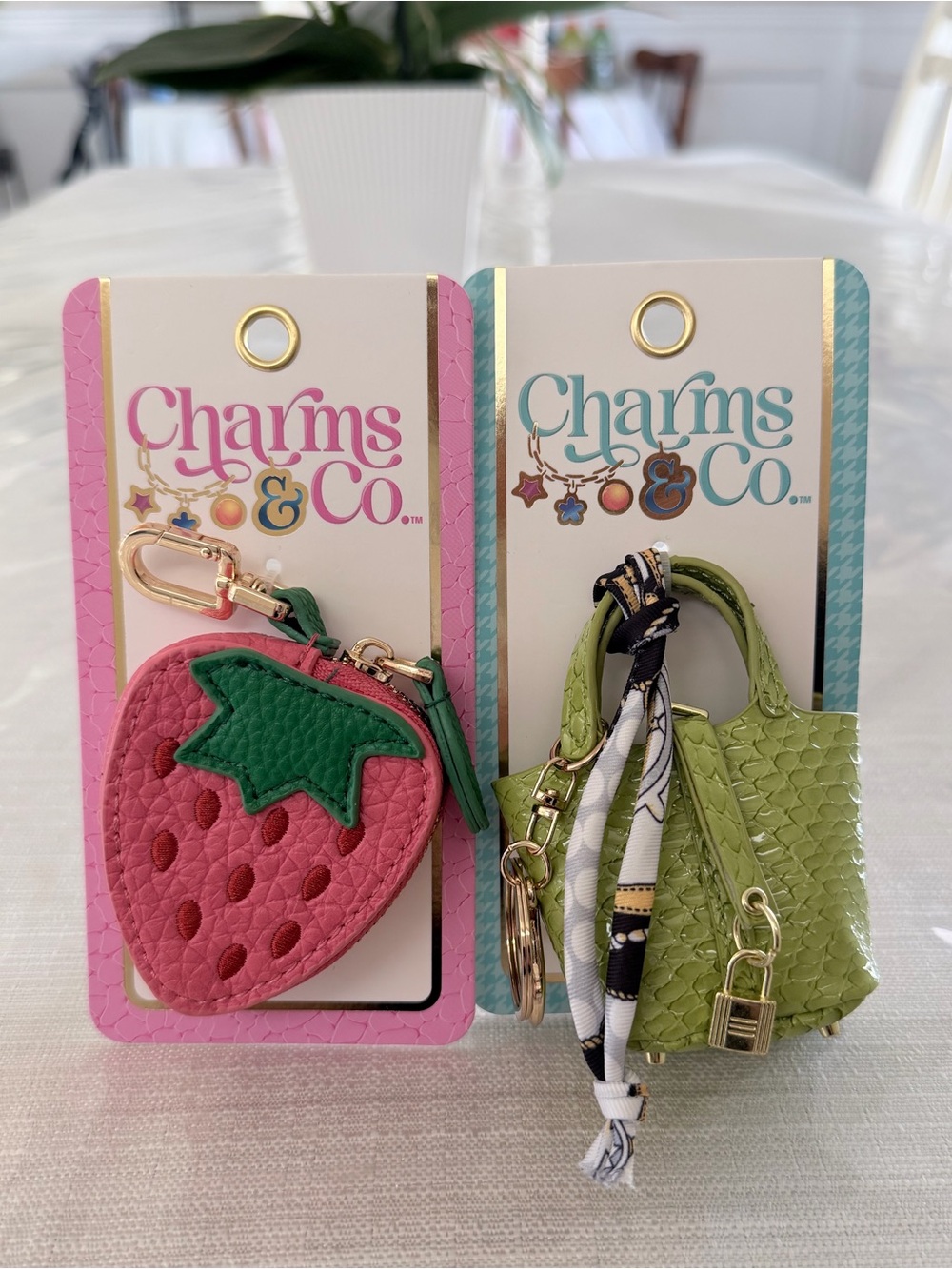 Pick One - Pink Strawberry Coin Purse or Green Mini Tote Keychain